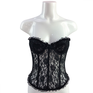 Gros Femmes noir Sans Bretelles Matures Haut Corset Dentelle Volants Bustier Armatures Sexy Crop Top <span class=keywords><strong>Lingerie</strong></span> - Product Image 1