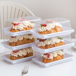 Tùy chỉnh có thể tái chế hình chữ nhật tráng miệng bánh bao bì hộp đưa ra hộp bánh với nắp rõ ràng nhựa hộp bánh ngọt trong suốt - Product Image 4