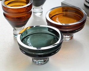 Bixuan contemporanea vaso di <span class=keywords><strong>vetro</strong></span> soffiato a mano <span class=keywords><strong>colorato</strong></span> geometrico ciotola di fiori con Base pesante per la decorazione domestica <span class=keywords><strong>centrotavola</strong></span> da tavolo - Product Image 3