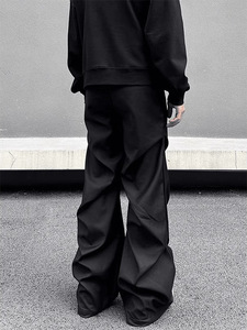 <span class=keywords><strong>Kisko</strong></span>, pantalones vaqueros negros de cimitarra para hombre, estilo americano, paracaidistas plisados, cargo, informal, de cintura media para otoño - Product Image 4