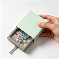 Boîte à bijoux avec plateau flottant transparent, boîte cadeau coulissante avec ruban, emballage pour accessoires, boucles d'oreilles, breloques, bagues