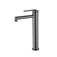 Robinet de lavabo monocommande chaud/froid à levier unique, double commande, avec raccordement 20 mm, finition gris anthracite brossé