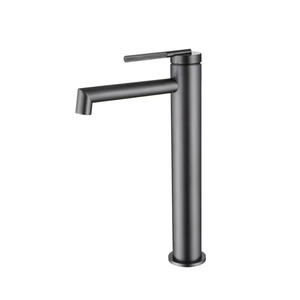 Robinet de lavabo à commande double, à un seul trou, à poignée unique, chaud et froid, entrée/sortie 20 mm, design gris métallisé, salle de bain - Product Image 6