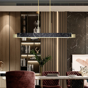 Lustre de restaurant de luxe postmoderne à hauteur réglable, luminaire minimaliste en marbre, style nordique pour table à manger à domicile - Product Image 3