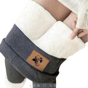 Mallas cálidas de lana de cordero para invierno 2025, Pantalones térmicos de terciopelo con forro polar para mujer, Pantalones gruesos de felpa de cintura alta, Pantalones - Product Image 6