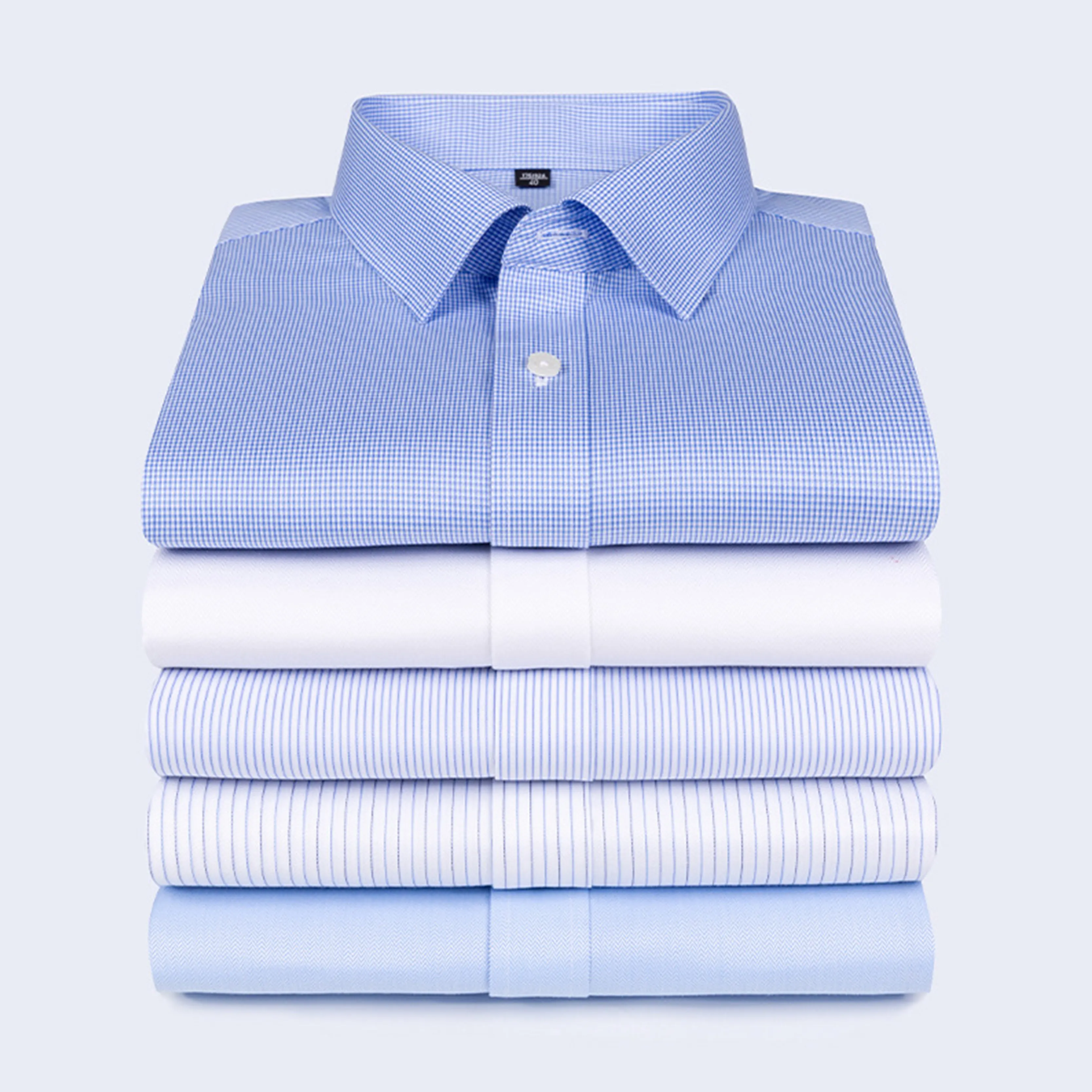 Doble dos de camisa de mangas largass de algodón Hierro no ricos 4500 colores de luz 