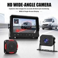 Moniteur DVR étanche PWAS 9 pouces avec détection IA BSD, alerte de sécurité piéton/véhicule, caméras de recul 1080P pour camion et camping-car