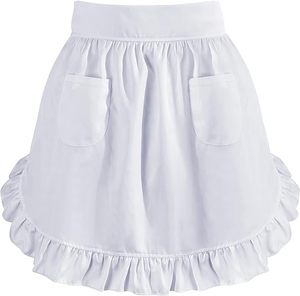 Tablier de cuisine vintage blanc pour femme avec poches, style demoiselle d'honneur - Product Image 1