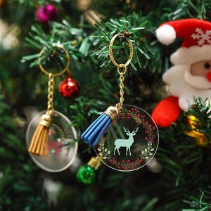 Bsbh Tùy Chỉnh Acrylic Quyến Rũ Với Tua Hình Trái Tim Thăng Hoa Trống Acrylic Keychain Cho Giáng Sinh Quà Tặng - Product Image 5