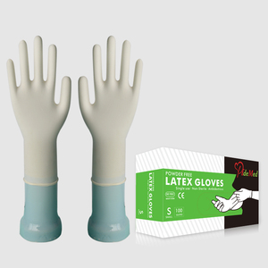 Gants d'examen jetables en latex sans poudre, épaisseur 5 MIL, longueur 24 CM, bord coupé, manchette lisse, usage général, fabricant Malaisie - Product Image 4