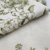 Fournisseur direct d'usine, tissu 100% polyester personnalisé, écologique, imprimé avec un motif floral, imitation lin pour vêtements de filles