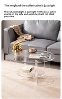 Table basse moderne en acrylique transparent avec rangement pour salon et petit appartement