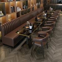 Ensemble de meubles de restaurant style industriel en cuir PU et fer, banquettes, tables et chaises pour café et restaurant