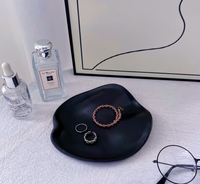 Plateau à bijoux en céramique noir et blanc mat et brillant, personnalisable avec logo, pour bagues, rouges à lèvres, présentoir, ornement