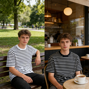 Venta Directa de Fábrica, Camiseta de Hombre de Estilo Americano, Talla Grande, <span class=keywords><strong>500g</strong></span>, Cuello Redondo, Manga Corta, con Rayas - Product Image 1