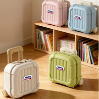 Boîte de rangement pour jouets d'enfants de style dessin animé avec poignée télescopique et roulettes, organisateur pliable de style valise, boîte cadeau d'anniversaire