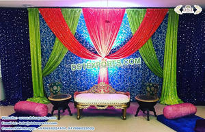 Decoración Portátil para Bodas Punjabi con Temática de Sangeet, Estilo Canadiense, con Estatuas de Rickshaw y Mehndi - Product Image 2