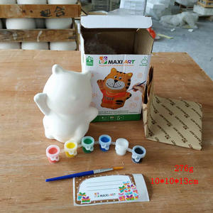 Hucha de cerámica DIY con grafiti, adornos de unicornio de arcilla de <span class=keywords><strong>plastilina</strong></span> de 12 Colores, pintura en blanco Lisa para niños - Product Image 2