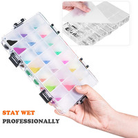 Boîte de rangement pour peinture Palette 24 alvéoles Étanche Reste humide pour aquarelle Gouache Acrylique et peinture à l'huile