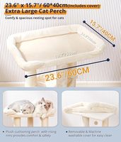 Arbre à chat en bambou moderne de luxe haut de gamme avec 3 niveaux de lits pour chat à plusieurs étages, étagères de rangement, design pliable, emballé dans une boîte en carton