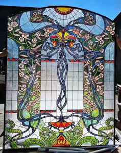 Vetro di taglio macchiato <span class=keywords><strong>Tiffany</strong></span> su misura della catena di grandi dimensioni di stile europeo per Verre temperato parete e finestra - Product Image 5