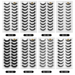 Extensions de cils personnalisées de luxe, courbure D, 3D, russes, faites à la main, en faux vison, multi-paires, bande complète, naturelles, douces et volumineuses, pour revendeurs - Product Image 5