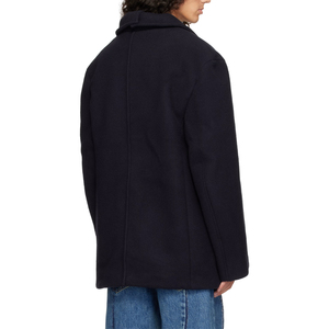 Veste d'hiver personnalisée pour homme, style pompiers marine, avec crochets, épaisse, à boutons mousquetons, doublée satin, en laine - Product Image 4