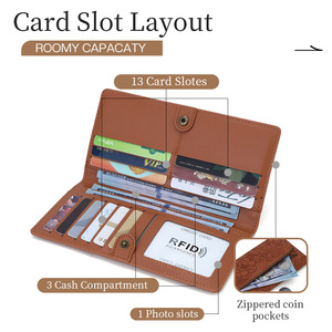 <span class=keywords><strong>MAISO</strong></span> Nuevo Bolso de Mano RFID Largo, Impermeable, con Cierre, Portátil, de Microfibra, con Diseño de Botones, Gran Capacidad para Billetes, Unisex - Product Image 5