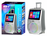 Enceinte Karaoké sur Chariot avec Écran Tactile 15,4 pouces, Connexion Wi-Fi, Super Bass 60W, Micro et Enceinte Vidéo pour Fêtes