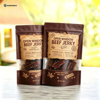 Vente en gros de viande de bœuf séchée épicée personnalisée, prête à consommer, en sachet de qualité alimentaire, avec faible MOQ