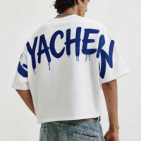 T-shirts personnalisés 300 GSM coupe boxy, T-shirts streetwear surdimensionnés épais, T-shirts imprimés en coton pour hommes à épaules tombantes avec sérigraphie