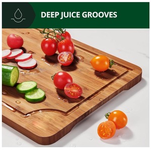 Bộ 3 thớt gỗ tre với nhà bếp rãnh nước sâu phục vụ thớt đặt với tay cầm bên - Product Image 5