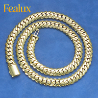Chaîne cubaine Fealux plaquée or 18 carats en laiton, collier 12 mm, chaîne à maillons cubains personnalisée pour hommes, style hip-hop