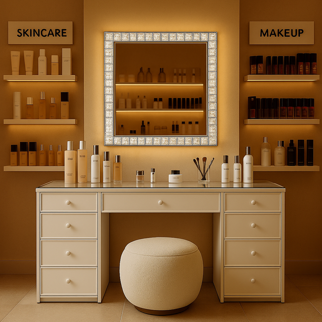 Luxury Professional Modern Corner Makeup Vanity Wood Europe Vanity Desk for Makeup