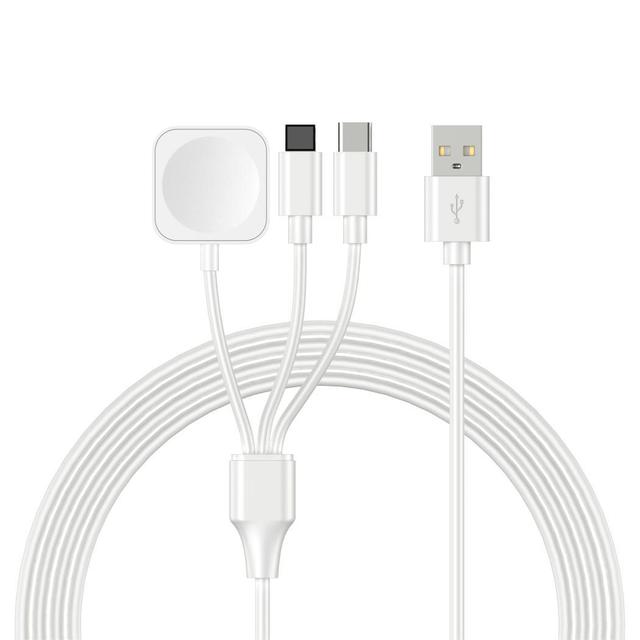 Universal 3-in-1 Multi Charging Cable with Wireless Magnetic Charger USB/Type-C Connectors for Smart Watch Mobile Phones Camera