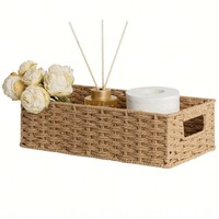 Panier de rangement rectangulaire multifonctionnel en corde de papier tressée, style moderne et minimaliste, avec poignées, pour toilettes, vente en gros