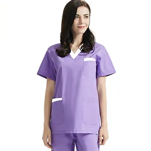 Più basso MOQ medico uniforme donne tessuto di alta qualità scrub set uniforme a buon mercato uniformi infermieristiche