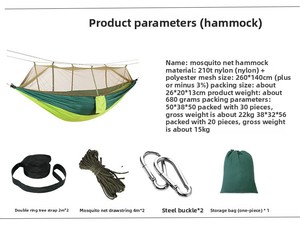 <span class=keywords><strong>Hamac</strong></span> moustiquaire en nylon 210T léger et durable pour le camping, la randonnée et les voyages en plein air – Vente en gros - Product Image 3