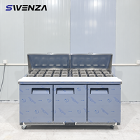 Réfrigérateur commercial pour la préparation de salades, table de préparation en acier inoxydable avec bacs GN pour ingrédients