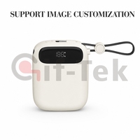 Batterie externe Li-Polymère 10000mAh avec câble Type-C intégré, charge rapide 20W, chargeur de voyage portable
