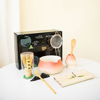Astief – Ensemble Cadeau de Cérémonie du Thé Matcha avec Bol en Céramique Dégradé Personnalisable et Accessoires, Boîte Cadeau Incluse