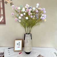 OEM Transfrontalier : Coussin en mousse floquée et fleurs décoratives à 9 têtes en boule de fausse fourrure, pour décoration intérieure de salon, réaliste, fait main, style mignon