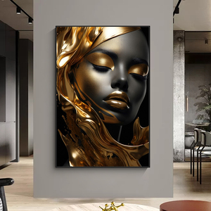 <span class=keywords><strong>Peinture</strong></span> abstraite florale, <span class=keywords><strong>portrait</strong></span> <span class=keywords><strong>de</strong></span> <span class=keywords><strong>femme</strong></span> noire sur toile, affiche murale pour décoration <span class=keywords><strong>de</strong></span> salon, peintures en cristal - Product Image 2