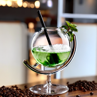 Tasse d'affaires ronde en verre borosilicate de 330 ml en forme de carte avec couvercle pour thé aux perles, café et jus – Design écologique soufflé à la main