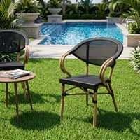 Chaise de salle à manger extérieure confortable en tissu maillé d'aluminium pour usage commercial, hôtelier et parcs