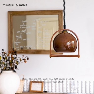 Japanese Style Vintage Glass Chandelier Extendable Retro Island Counter <b>Dining</b> Room <b>Light</b> for Villa Solid Wood for Restaurant - Product Image 1