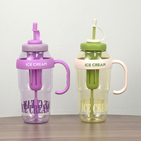 Groothandel IJsjes Print Plastic Waterbeker met Handvat, Rietje en Afneembare Fruitinfuser, Grote Capaciteit Draagbare Drinkbeker