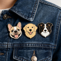 Badge en métal personnalisé en émail pour chien, motif tête de chien, mignon chiot, pour les amoureux des chiens, idéal pour chapeaux, sacs à dos et artisanat métallique