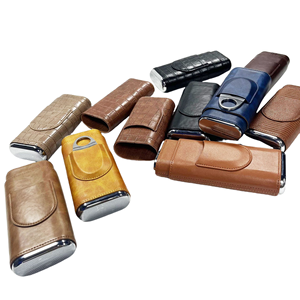 Hộp đựng xì gà du lịch bằng da tùy chỉnh bán buôn và dao cắt xì gà thủ công, hộp đựng xì gà bỏ túi 3 điếu - Product Image 6