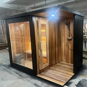 Sauna flottant moderne pour 4 personnes avec <span class=keywords><strong>douche</strong></span> de plafond, en <span class=keywords><strong>bois</strong></span> massif de cèdre rouge/pruche, fonctions vapeur humide/sèche, électrique, pour appartement - Product Image 5